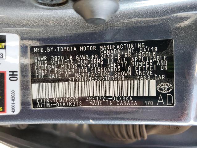 Photo 9 VIN: 2T1BURHE2JC103588 - TOYOTA COROLLA L 