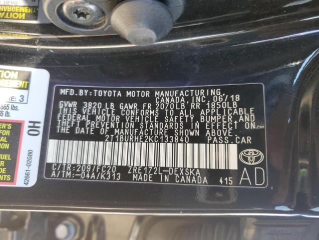 Photo 11 VIN: 2T1BURHE2KC133840 - TOYOTA COROLLA L 