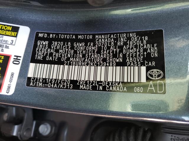 Photo 9 VIN: 2T1BURHE2KC139489 - TOYOTA COROLLA L 