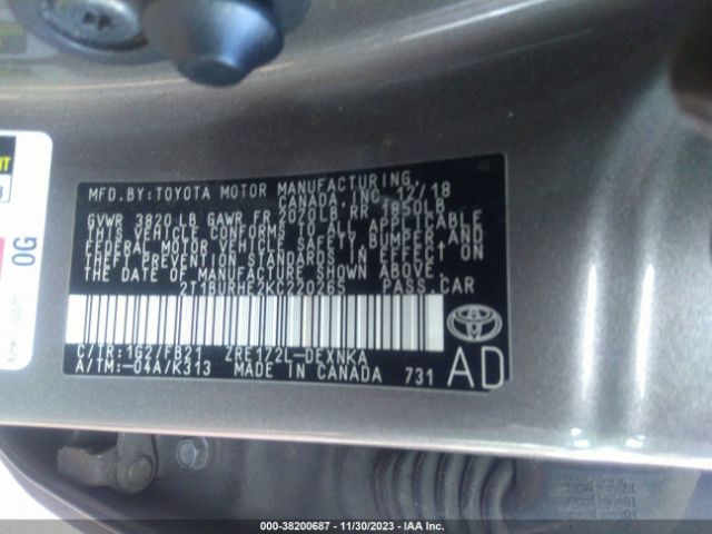 Photo 8 VIN: 2T1BURHE2KC220265 - TOYOTA COROLLA 