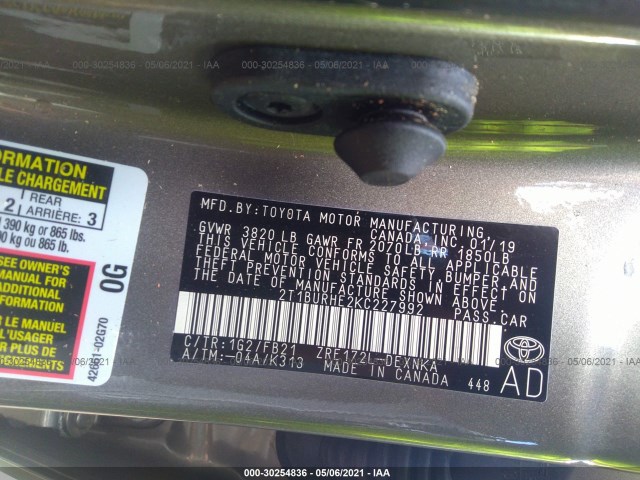 Photo 8 VIN: 2T1BURHE2KC227992 - TOYOTA COROLLA 