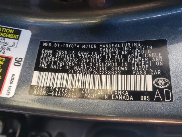 Photo 9 VIN: 2T1BURHE2KC238622 - TOYOTA COROLLA L 