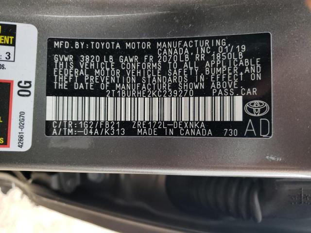 Photo 9 VIN: 2T1BURHE2KC239270 - TOYOTA COROLLA L 