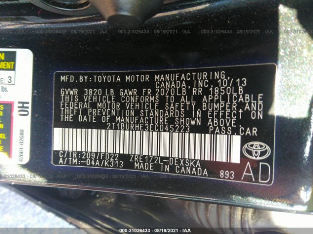 Photo 8 VIN: 2T1BURHE3EC045223 - TOYOTA COROLLA 