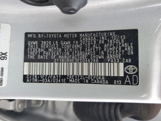 Photo 12 VIN: 2T1BURHE3EC046288 - TOYOTA COROLLA L 