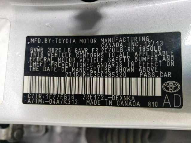 Photo 11 VIN: 2T1BURHE3EC085320 - TOYOTA COROLLA L 