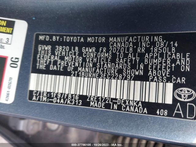 Photo 8 VIN: 2T1BURHE3EC228797 - TOYOTA COROLLA 