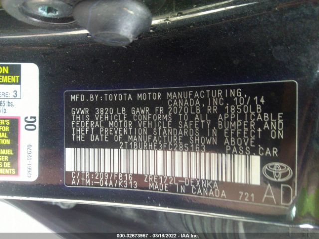 Photo 8 VIN: 2T1BURHE3FC285163 - TOYOTA COROLLA 