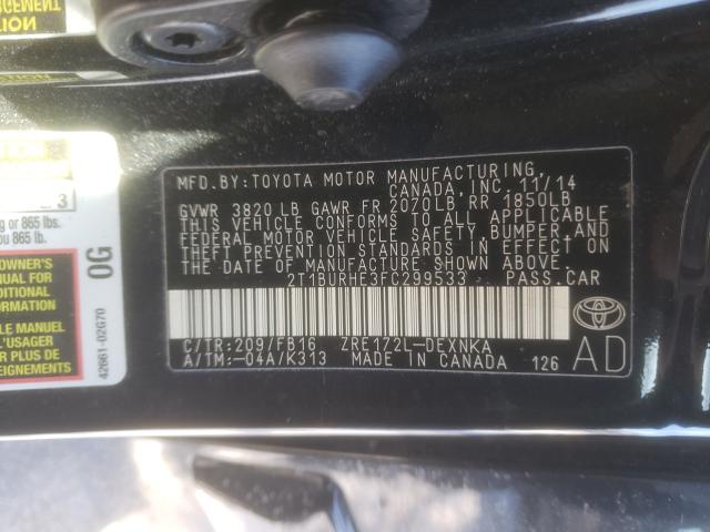 Photo 9 VIN: 2T1BURHE3FC299533 - TOYOTA COROLLA L 