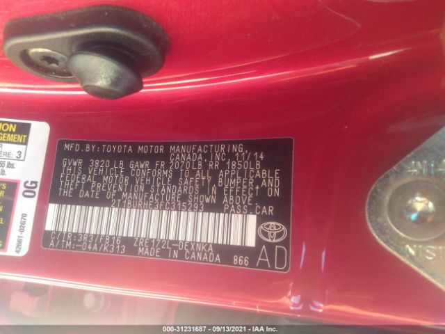 Photo 8 VIN: 2T1BURHE3FC315293 - TOYOTA COROLLA 