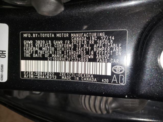 Photo 11 VIN: 2T1BURHE3FC325869 - TOYOTA COROLLA L 