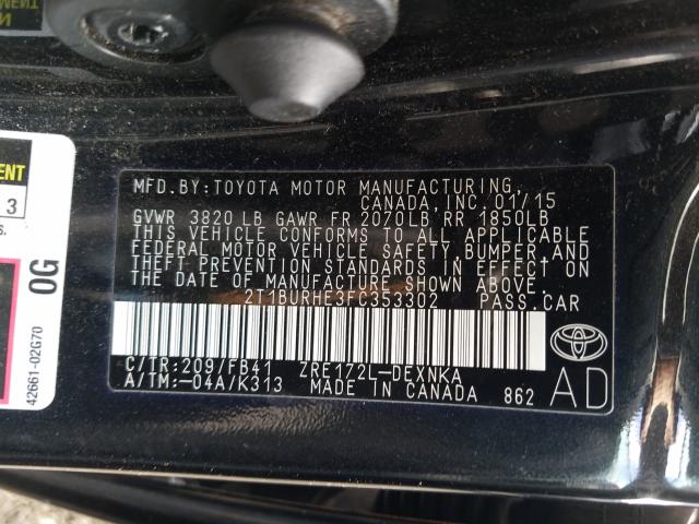 Photo 9 VIN: 2T1BURHE3FC353302 - TOYOTA COROLLA L 