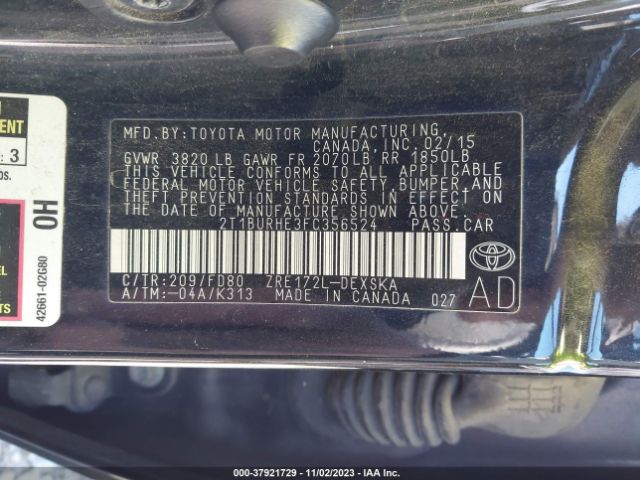 Photo 8 VIN: 2T1BURHE3FC356524 - TOYOTA COROLLA 