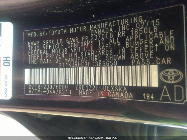 Photo 8 VIN: 2T1BURHE3FC365658 - TOYOTA COROLLA 