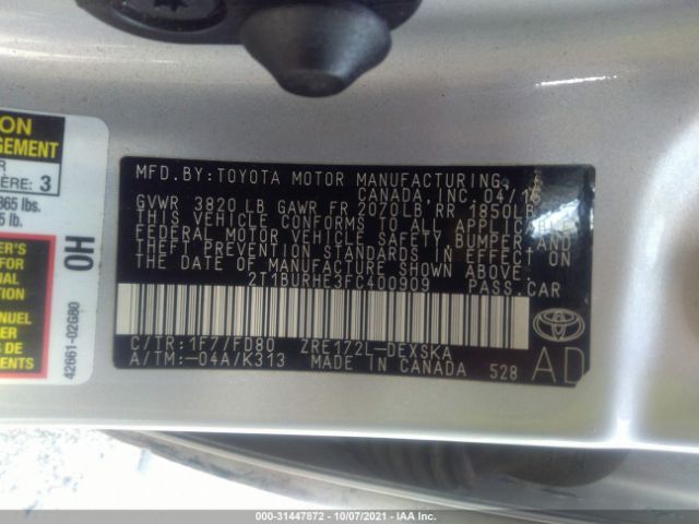 Photo 8 VIN: 2T1BURHE3FC400909 - TOYOTA COROLLA 