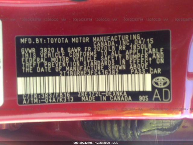 Photo 8 VIN: 2T1BURHE3FC416382 - TOYOTA COROLLA 