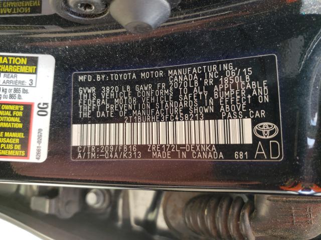 Photo 9 VIN: 2T1BURHE3FC458213 - TOYOTA COROLLA L 