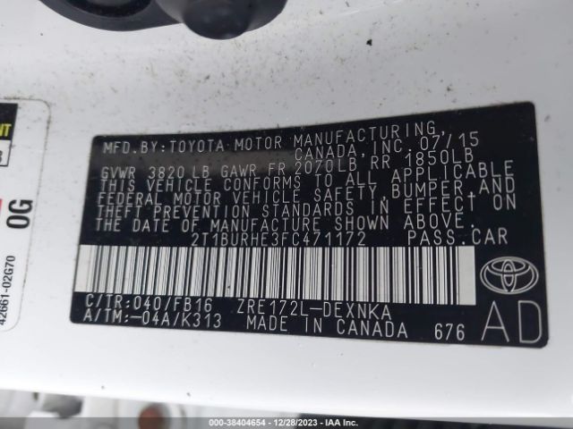 Photo 8 VIN: 2T1BURHE3FC471172 - TOYOTA COROLLA 