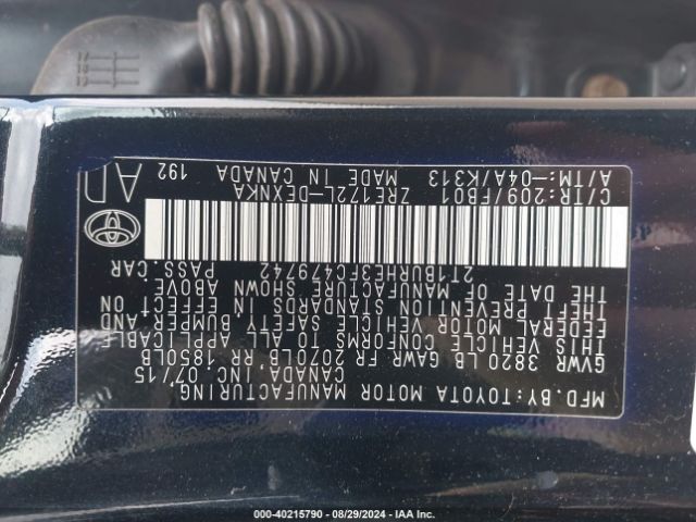 Photo 8 VIN: 2T1BURHE3FC479742 - TOYOTA COROLLA 