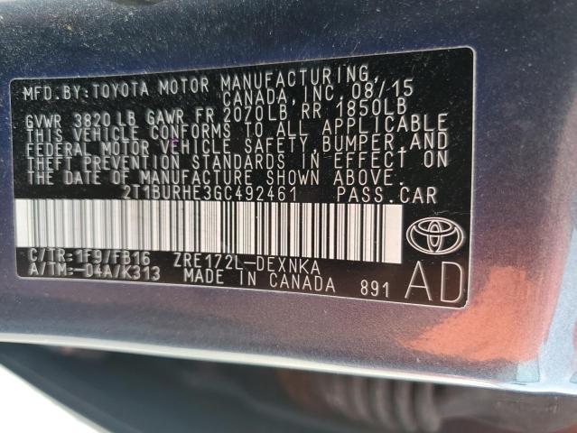 Photo 12 VIN: 2T1BURHE3GC492461 - TOYOTA COROLLA L 