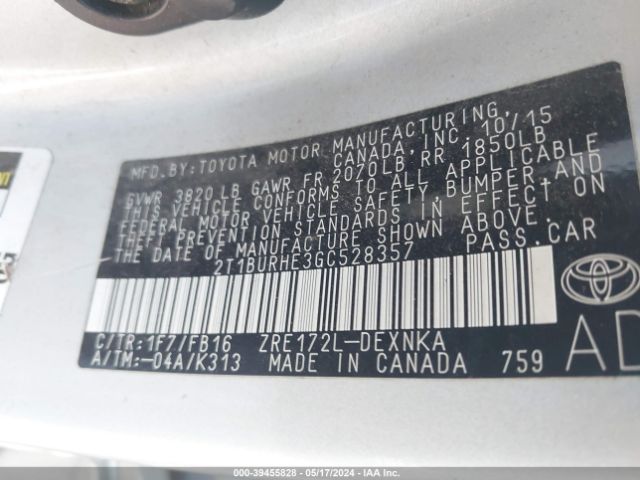 Photo 8 VIN: 2T1BURHE3GC528357 - TOYOTA COROLLA 