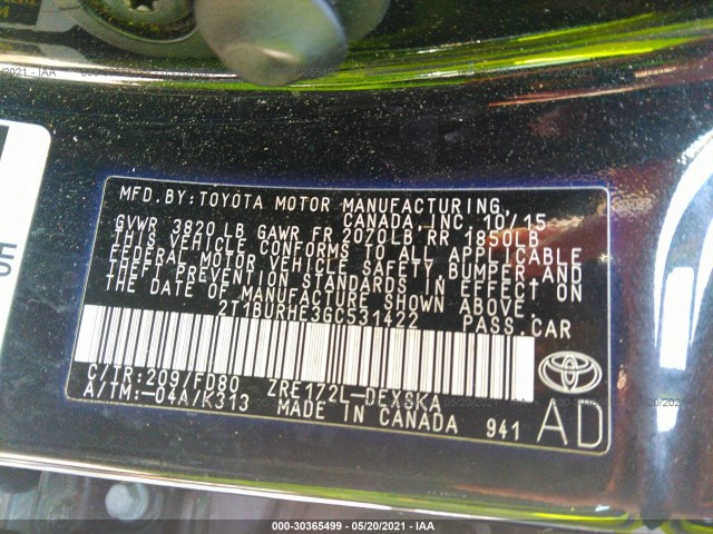 Photo 8 VIN: 2T1BURHE3GC531422 - TOYOTA COROLLA 