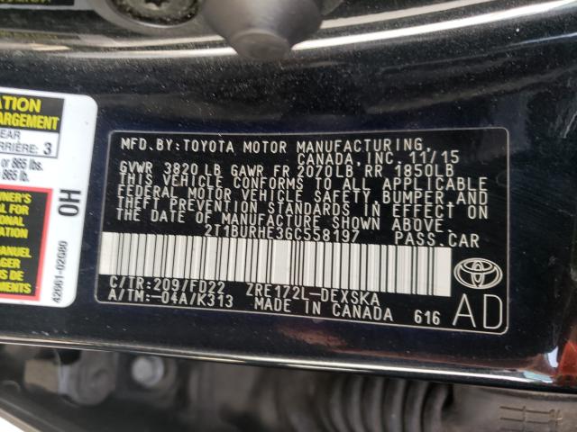 Photo 9 VIN: 2T1BURHE3GC558197 - TOYOTA COROLLA L 