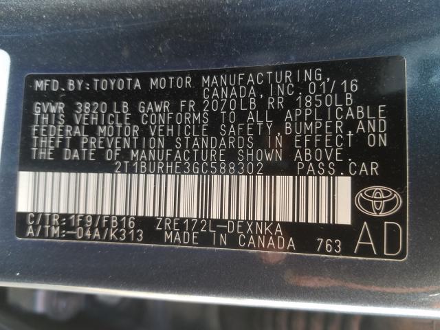 Photo 9 VIN: 2T1BURHE3GC588302 - TOYOTA COROLLA L 