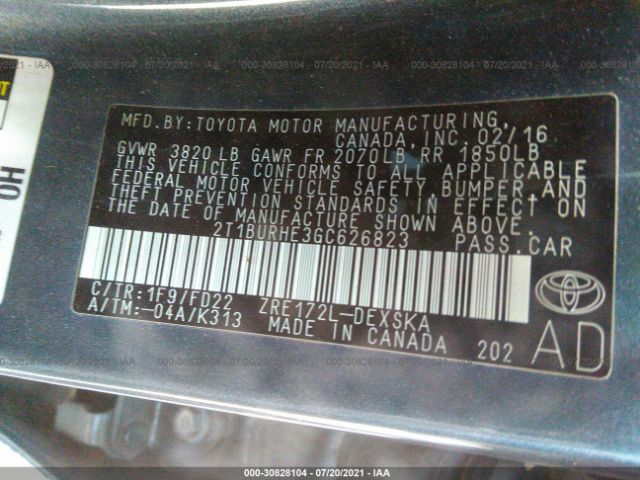 Photo 8 VIN: 2T1BURHE3GC626823 - TOYOTA COROLLA 