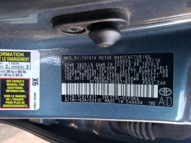 Photo 9 VIN: 2T1BURHE3GC631620 - TOYOTA COROLLA L 