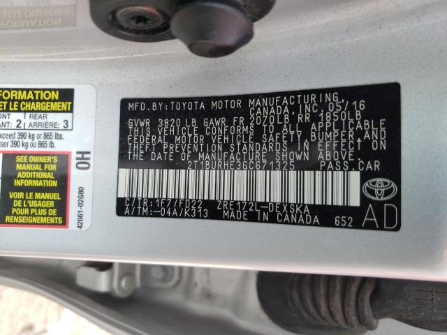 Photo 9 VIN: 2T1BURHE3GC671325 - TOYOTA COROLLA L 