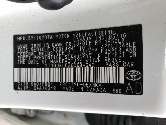 Photo 9 VIN: 2T1BURHE3GC684642 - TOYOTA COROLLA L 