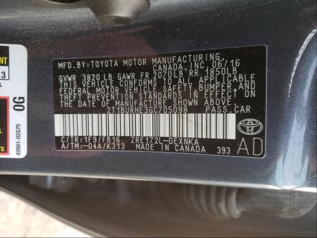 Photo 9 VIN: 2T1BURHE3GC705098 - TOYOTA COROLLA L 