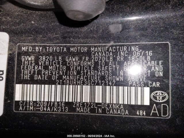 Photo 8 VIN: 2T1BURHE3GC712147 - TOYOTA COROLLA 