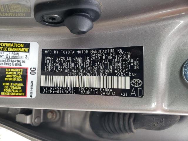 Photo 9 VIN: 2T1BURHE3GC716893 - TOYOTA COROLLA L 