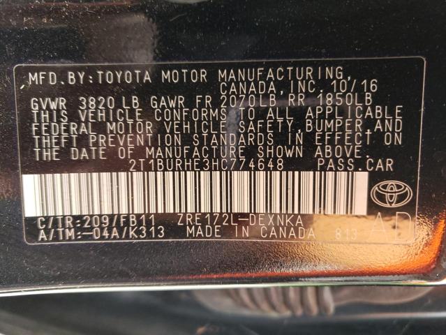 Photo 11 VIN: 2T1BURHE3HC774648 - TOYOTA COROLLA L 