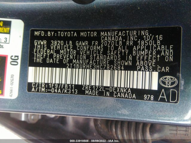 Photo 8 VIN: 2T1BURHE3HC782684 - TOYOTA COROLLA 