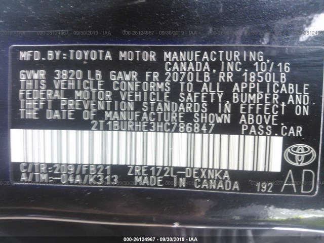 Photo 8 VIN: 2T1BURHE3HC786847 - TOYOTA COROLLA 