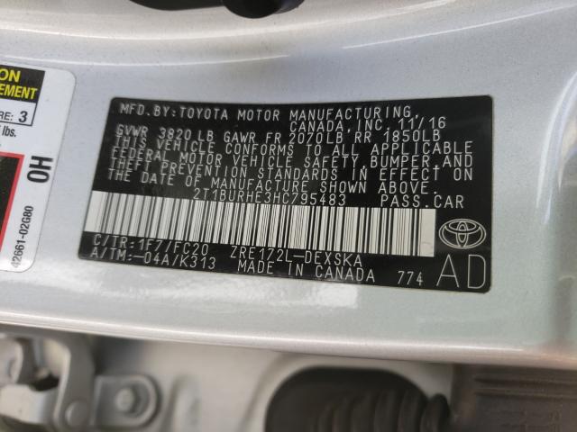 Photo 9 VIN: 2T1BURHE3HC795483 - TOYOTA COROLLA L 