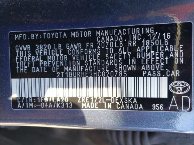 Photo 9 VIN: 2T1BURHE3HC820785 - TOYOTA COROLLA L 