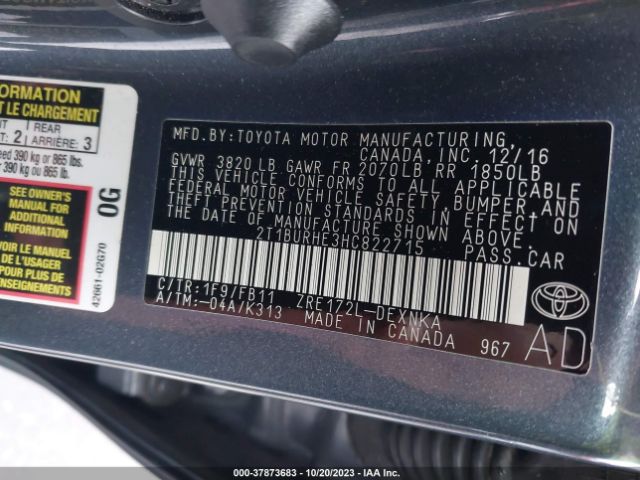 Photo 8 VIN: 2T1BURHE3HC822715 - TOYOTA COROLLA 