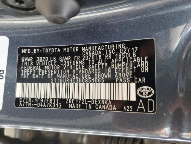 Photo 11 VIN: 2T1BURHE3HC851065 - TOYOTA COROLLA L 