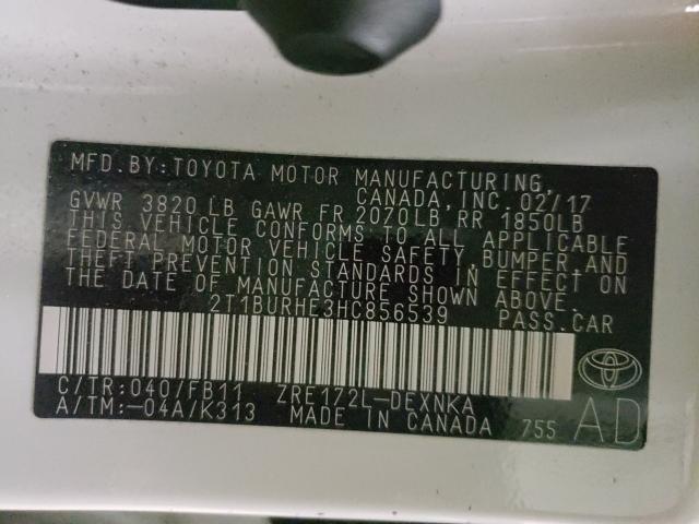 Photo 9 VIN: 2T1BURHE3HC856539 - TOYOTA COROLLA L 