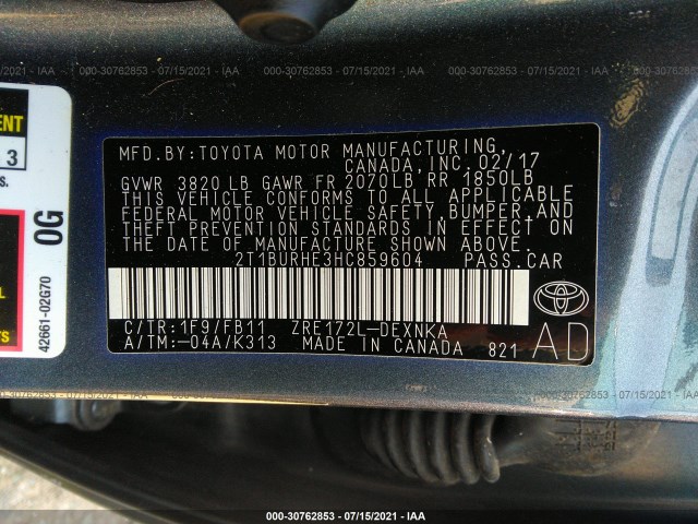 Photo 8 VIN: 2T1BURHE3HC859604 - TOYOTA COROLLA 