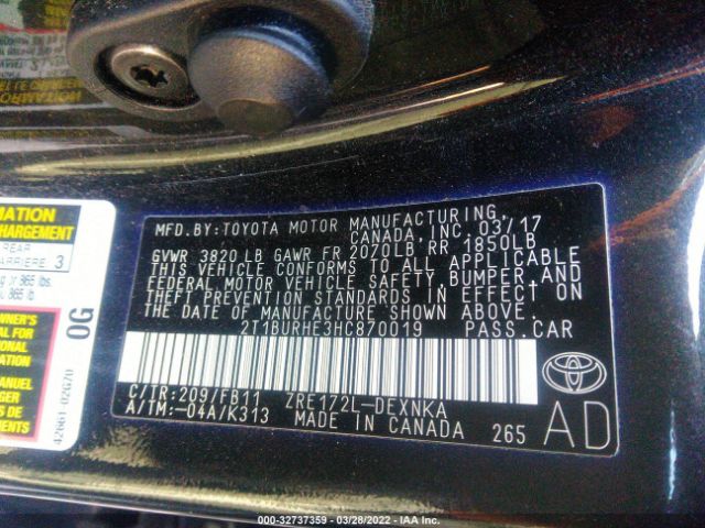 Photo 8 VIN: 2T1BURHE3HC870019 - TOYOTA COROLLA 