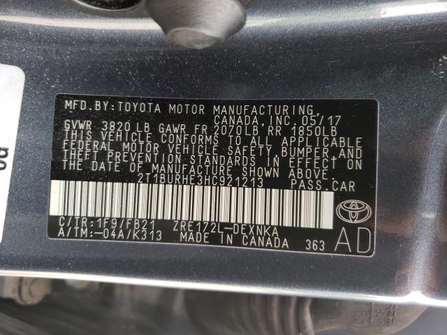 Photo 9 VIN: 2T1BURHE3HC921213 - TOYOTA COROLLA L 