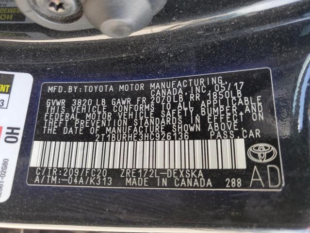 Photo 12 VIN: 2T1BURHE3HC926136 - TOYOTA COROLLA L 