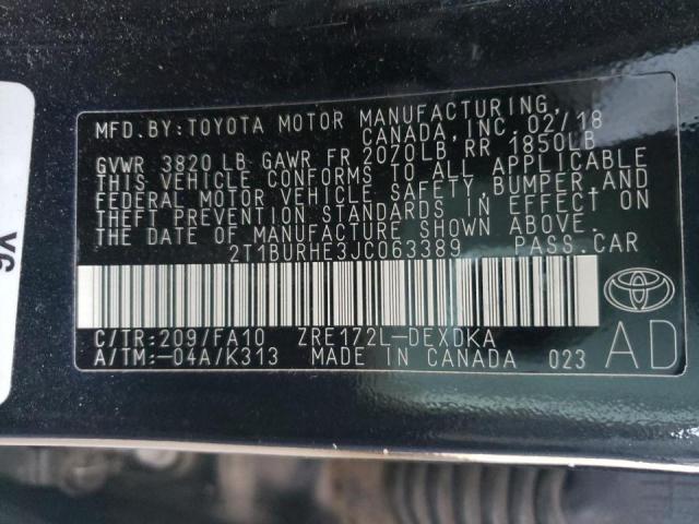 Photo 9 VIN: 2T1BURHE3JC063389 - TOYOTA COROLLA L 