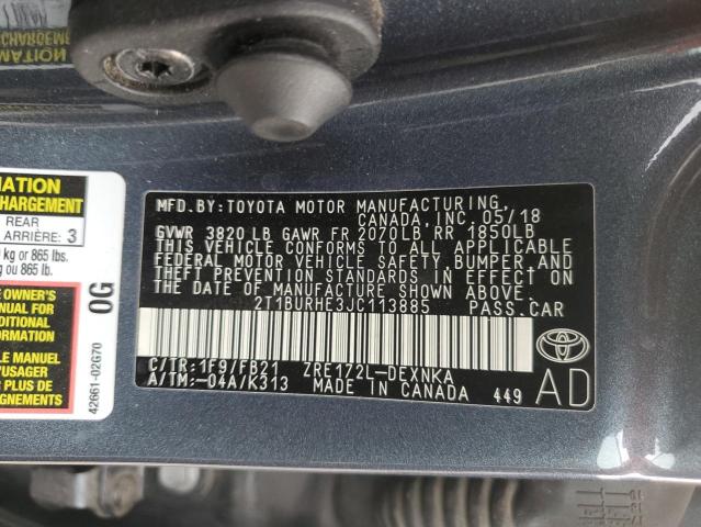 Photo 11 VIN: 2T1BURHE3JC113885 - TOYOTA COROLLA L 