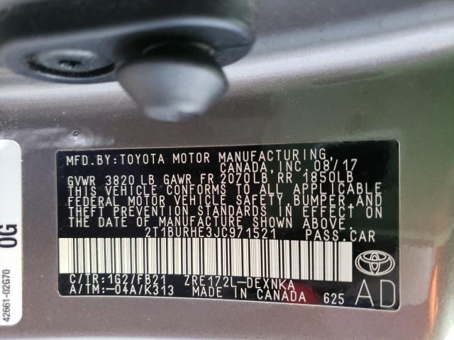 Photo 9 VIN: 2T1BURHE3JC971521 - TOYOTA COROLLA L 